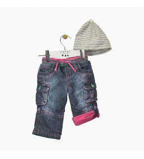 Джинсы+шапка	Mothercare