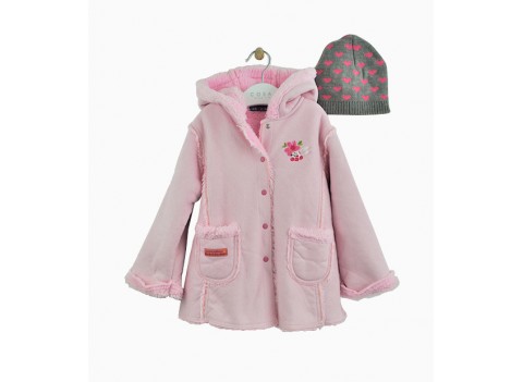 	Дубленка Des Petits + шапка Mothercare