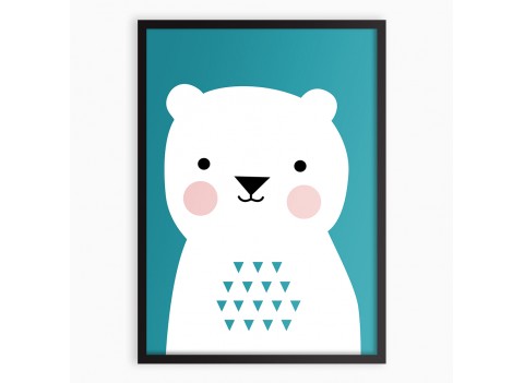 Картина BEAR / бирюза,рамка черный/