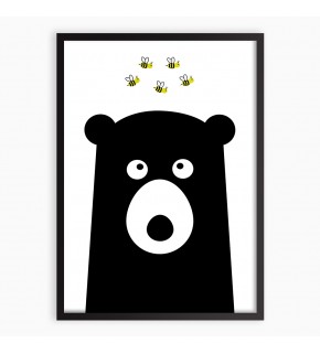 Картина BEES BEAR /рамка черный/