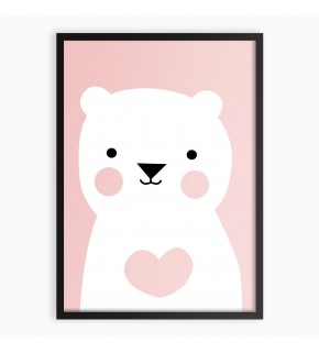 Картина BEAR /розовый,рамка черная/