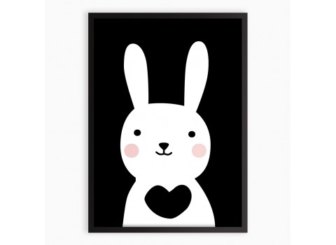 Картина RABBIT/черный,рамка черный/