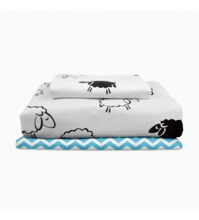 Комплект детского постельного белья SHEEP /оборот зигзаг голубой/