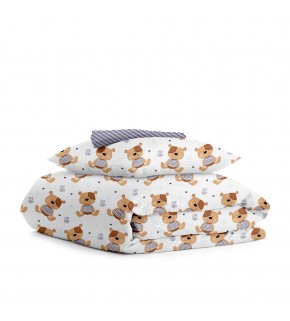 Комплект детского постельного белья BEAR /оборот полоса синяя/