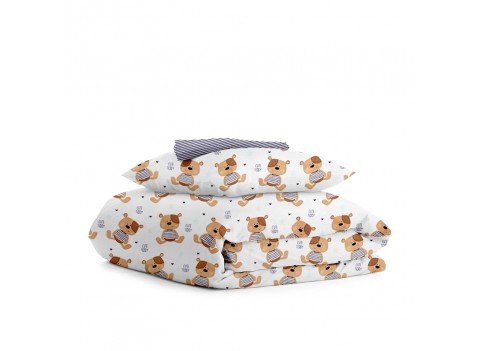 Комплект детского постельного белья BEAR /оборот полоса синяя/