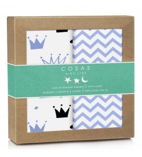 Набор пеленок бязь CROWN ZIG BLUE