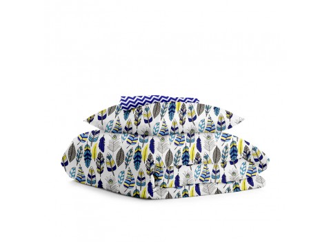 Комплект детского постельного белья FEATHER /оборот зигзаг синий/