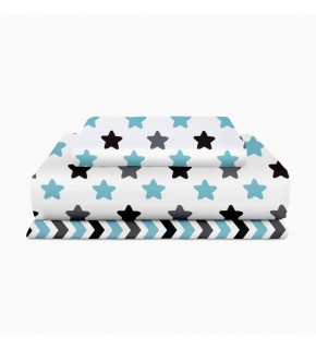 Комплект детского постельного белья SKY STARS /оборот зигзаг бирюзово-серый/