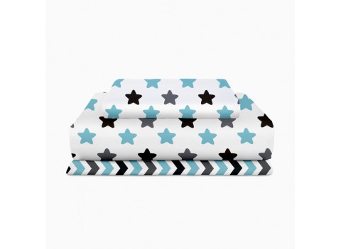 Комплект детского постельного белья SKY STARS /оборот зигзаг бирюзово-серый/