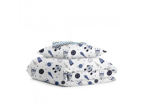 Комплект детского постельного белья SPACE WHITE /зигзаг серо-голубой/
