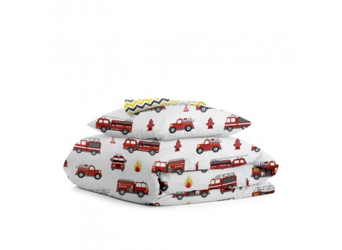 Комплект детского постельного белья FIRE CARS /оборот зигзаг серо-желтый/