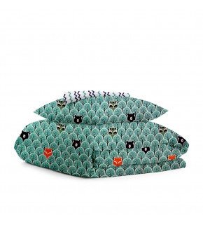 Комплект детского постельного белья BEAR WOOD /оборот зигзаг сине-голубой/