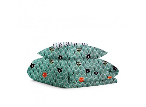 Комплект детского постельного белья BEAR WOOD /оборот зигзаг сине-голубой/