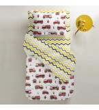 Комплект детского постельного белья FIRE CARS /оборот зигзаг серо-желтый/