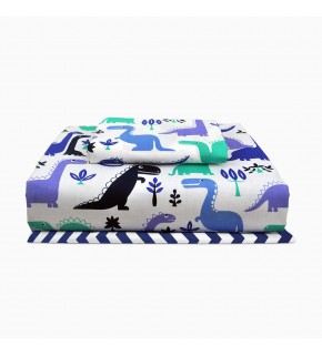 Комплект детского постельного белья DINO BLUE /оборот синий зигзаг/