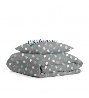 Комплект детского постельного белья STARS MINT /оборот зигзаг сине-голубой/