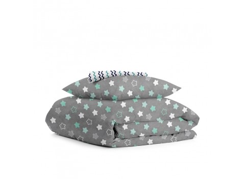 Комплект детского постельного белья STARS MINT /оборот зигзаг сине-голубой/