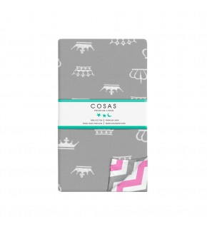 Пододеяльник CROWN GREY /оборот зигзаг серо-розовый/