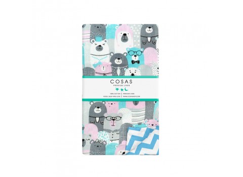 Пододеяльник BEARS HERD /оборот зигзаг голубой/