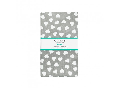 Простынка Сердечки белые на сером COSAS