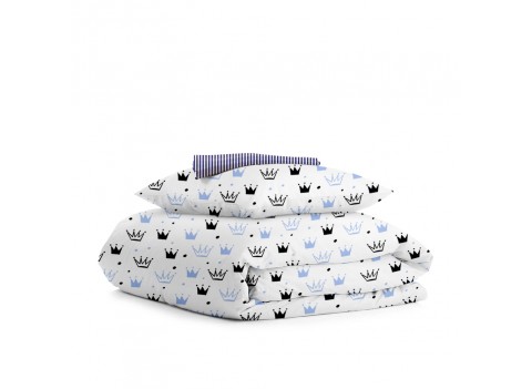 Комплект детского постельного белья CROWN BLUE /оборот полоса синяя/