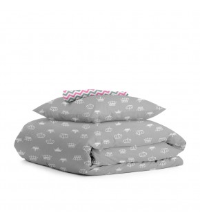 Комплект детского постельного белья CROWN GREY /оборот зигзаг серо-розовый/