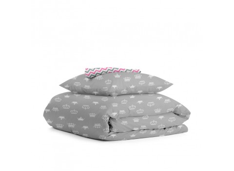 Комплект детского постельного белья CROWN GREY /оборот зигзаг серо-розовый/