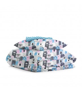 Комплект детского постельного белья BEARS HERD /оборот зигзаг голубой/