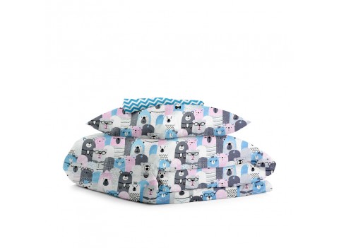 Комплект детского постельного белья BEARS HERD /оборот зигзаг голубой/