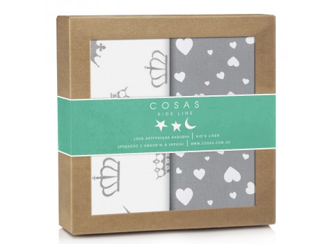 Набор пеленок бязь CROWN LOVE GREY